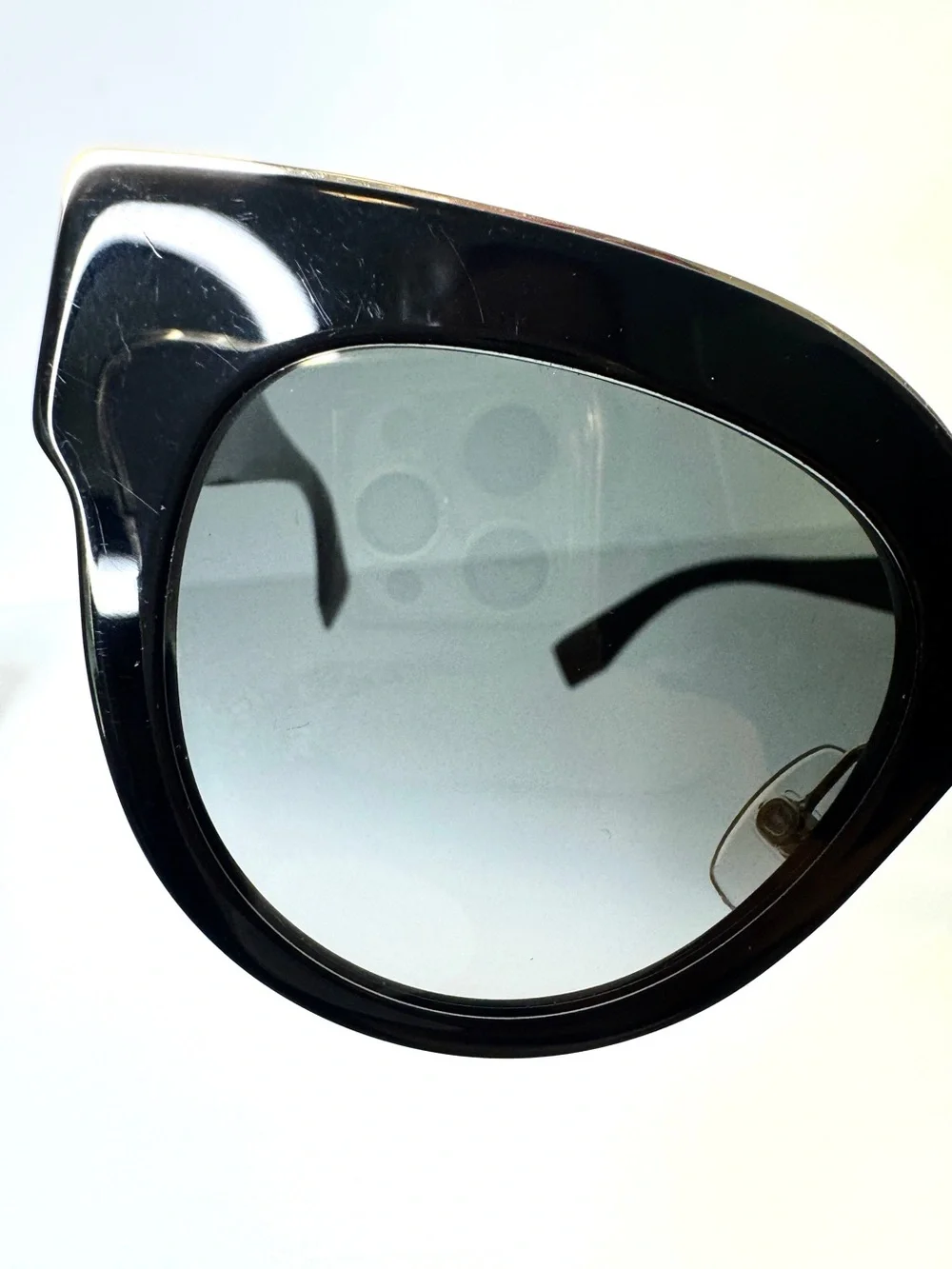 FENDI Sunglasses FF0360/G/S Oversized Cat Eye Black Gradient Gold Tone Accent